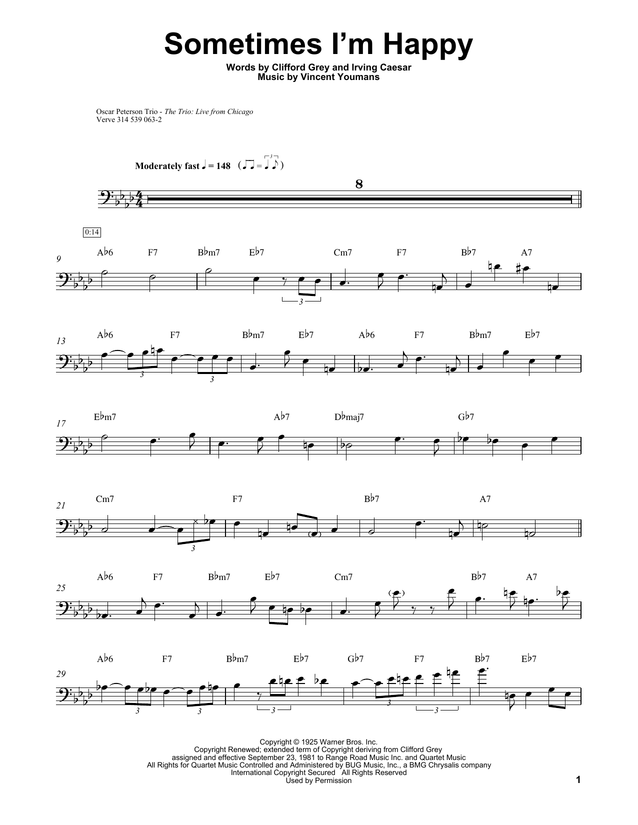 Ray Brown Sometimes I'm Happy sheet music notes and chords. Download Printable PDF.