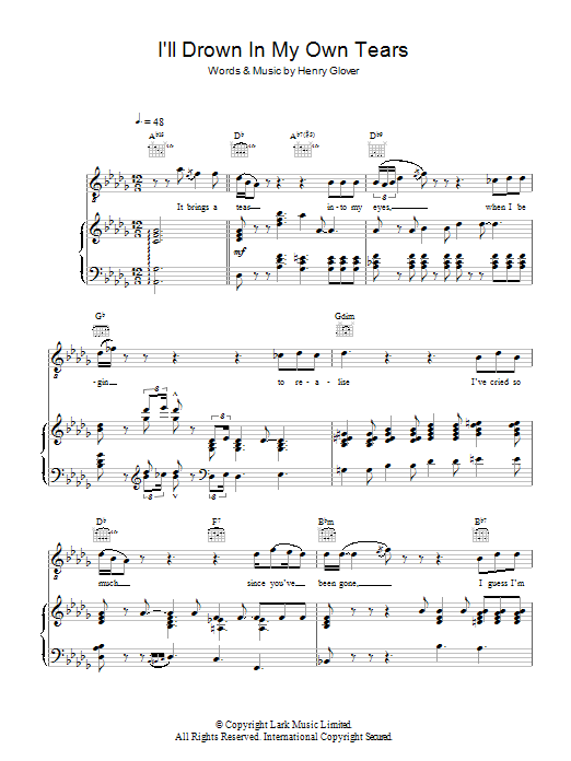 Ray Charles I'll Drown In My Own Tears sheet music notes and chords. Download Printable PDF.