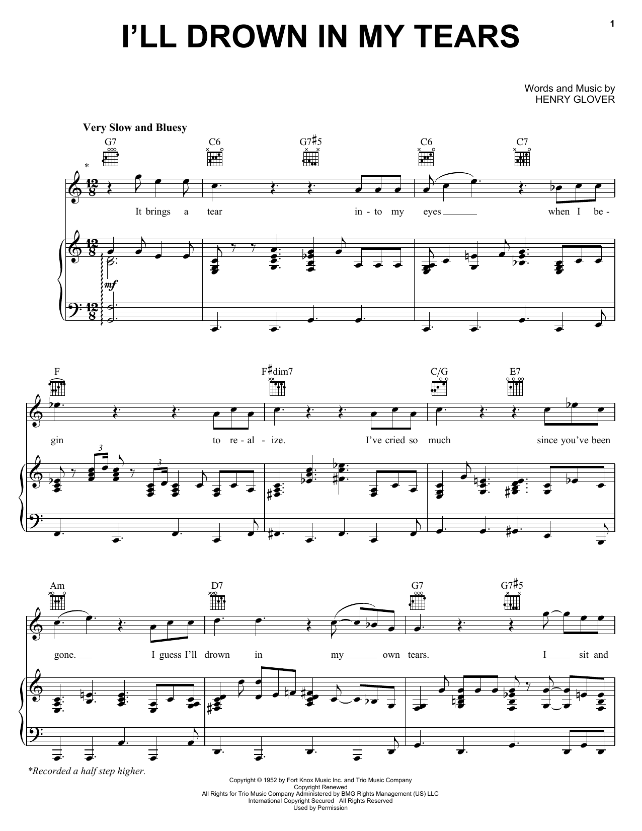 Learn to play Ray Charles I'll Drown In My Tears sheet music for Easy Piano in minutes. Price: 6.9900$ Ray Charles I'll Drown In My Tears sheet music notes and chords arranged for Easy Piano