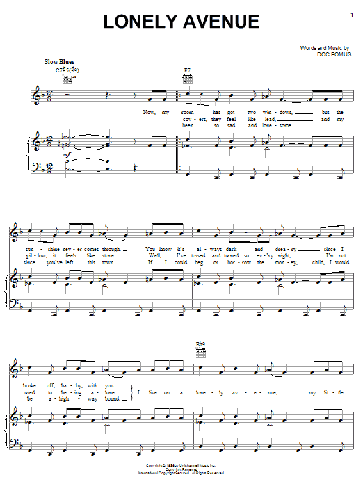 Ray Charles Lonely Avenue sheet music notes and chords. Download Printable PDF.