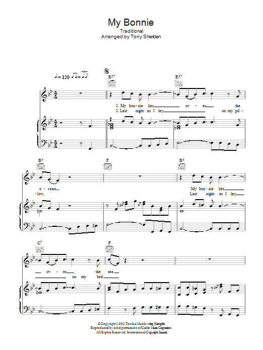 Learn to play Ray Charles My Bonnie sheet music for Piano, Vocal & Guitar Chords in minutes. Price: 7.8900$ Ray Charles My Bonnie sheet music notes and chords arranged for Piano, Vocal & Guitar Chords