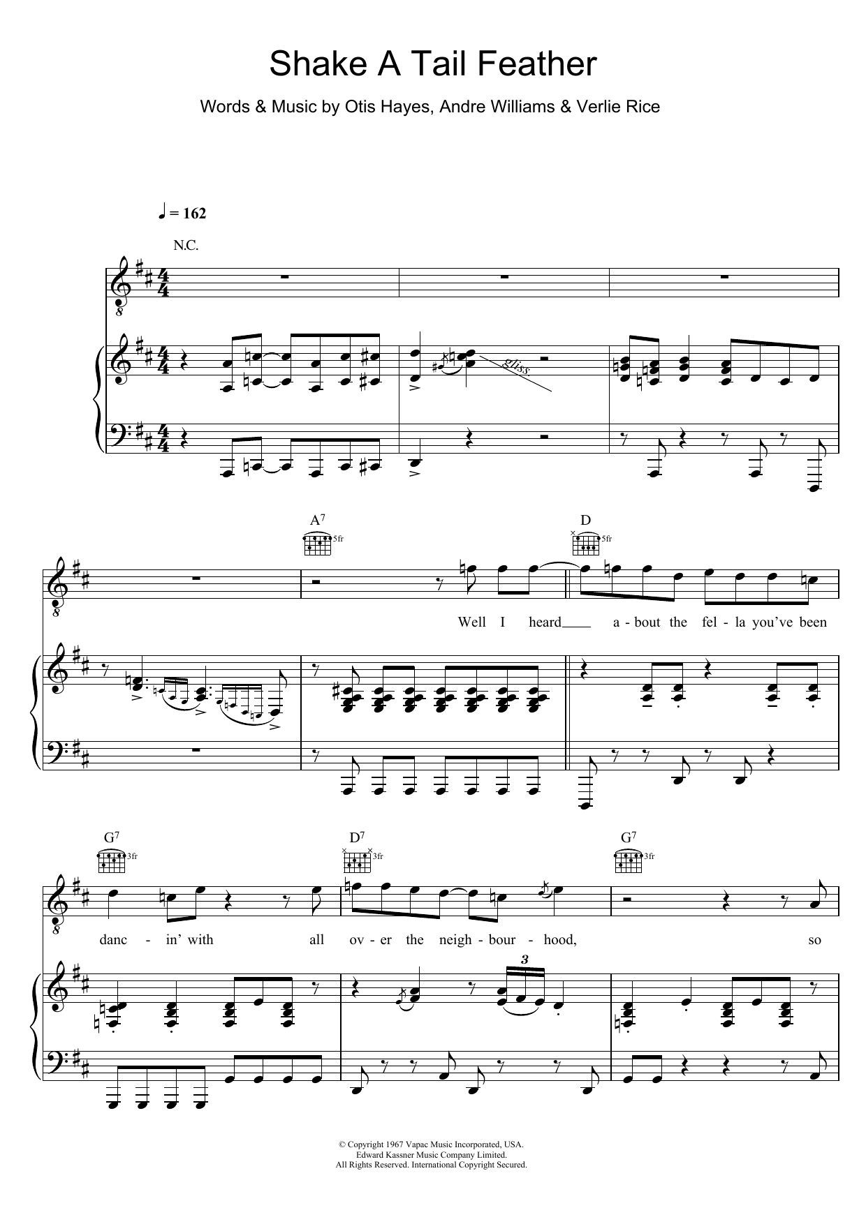 Ray Charles Shake A Tail Feather sheet music notes and chords. Download Printable PDF.