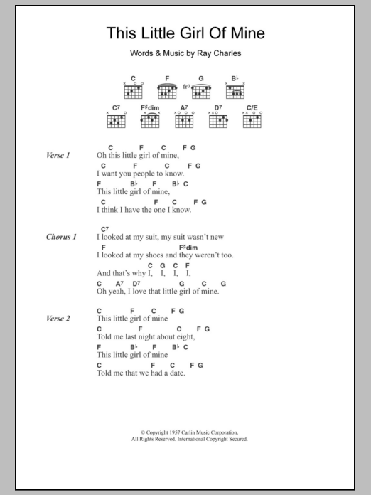 Ray Charles This Little Girl Of Mine sheet music notes and chords. Download Printable PDF.