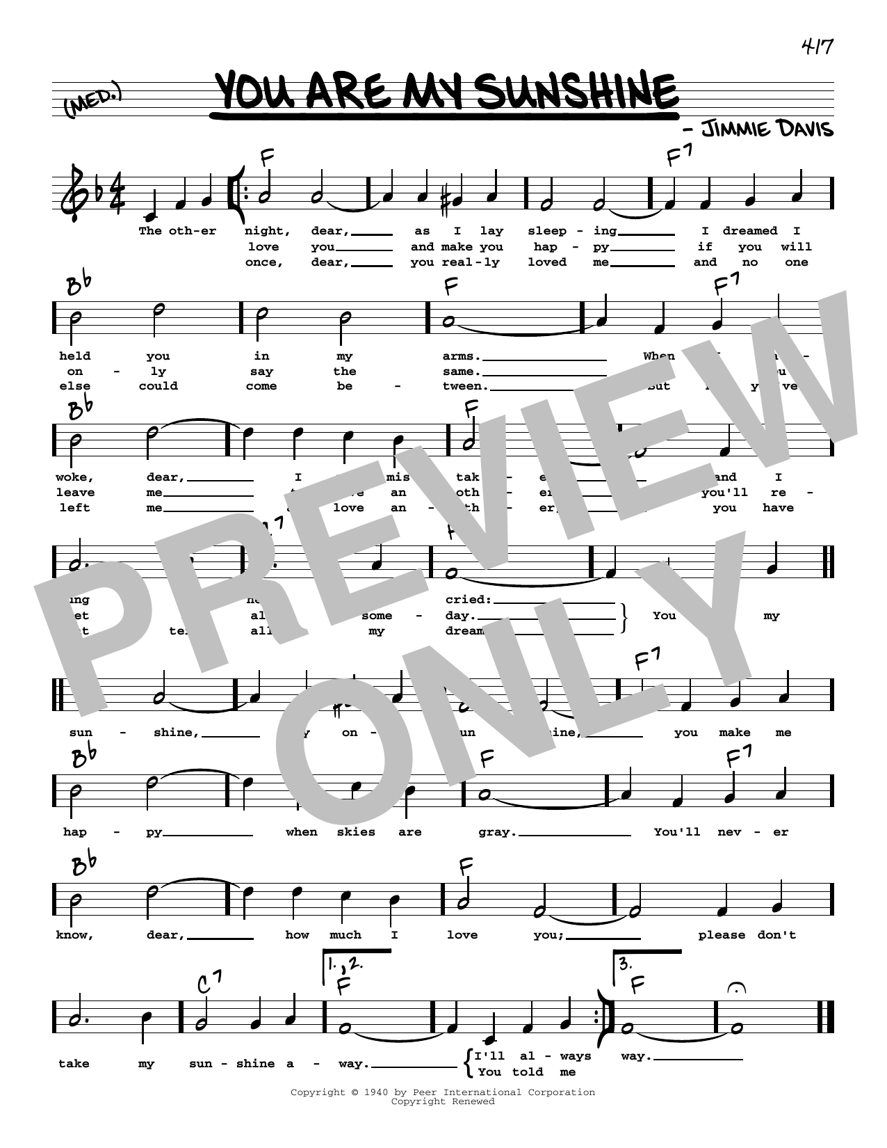 Ray Charles You Are My Sunshine (High Voice) sheet music notes and chords. Download Printable PDF.