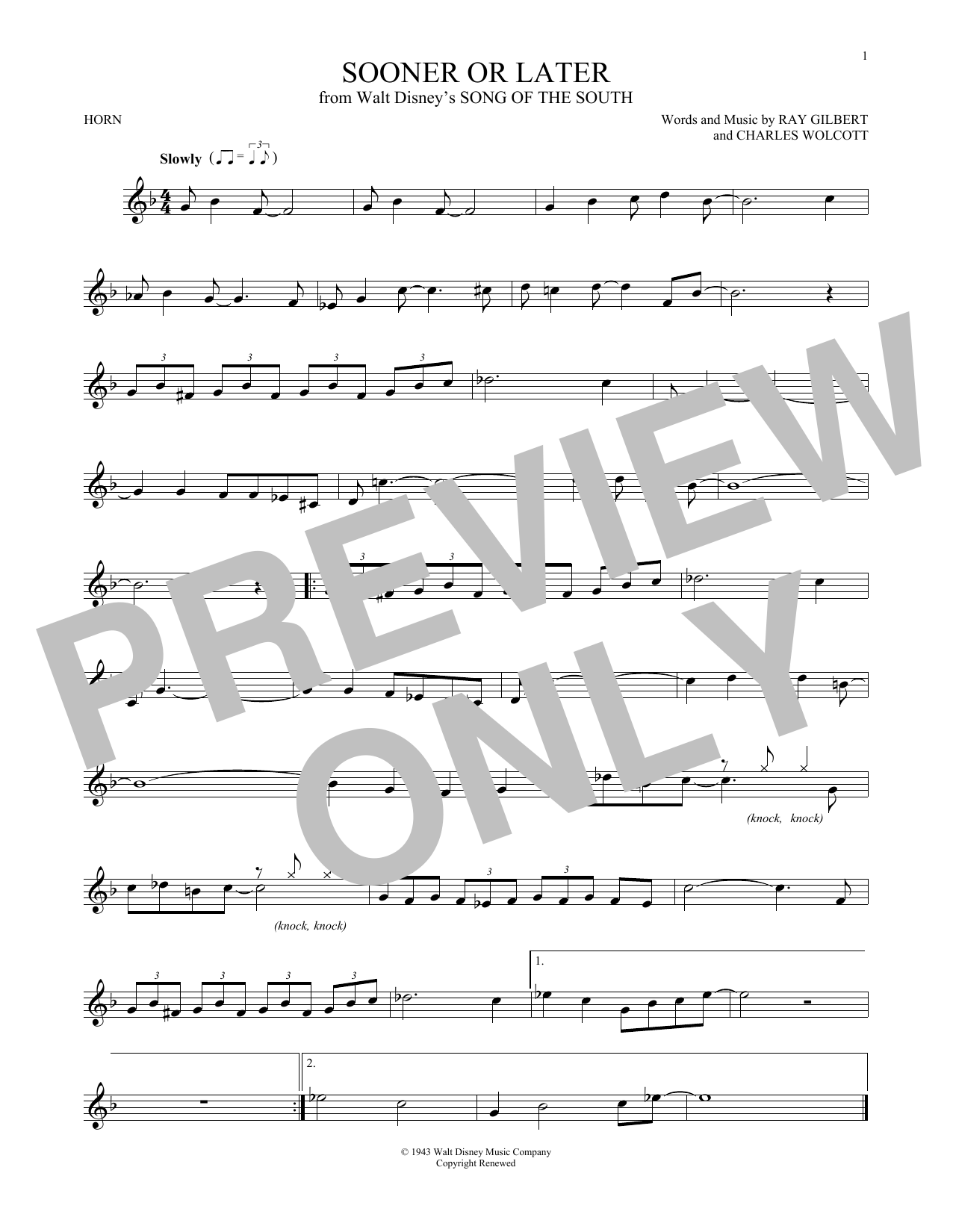 Ray Gilbert Sooner Or Later sheet music notes and chords. Download Printable PDF.