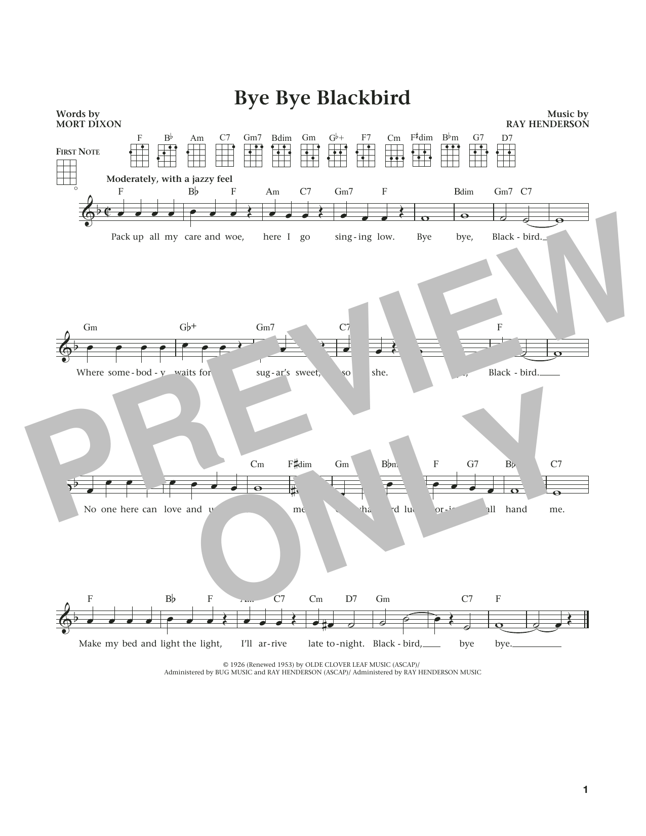 Ray Henderson Bye Bye Blackbird (from The Daily Ukulele) (arr. Liz and Jim Beloff) sheet music notes and chords. Download Printable PDF.