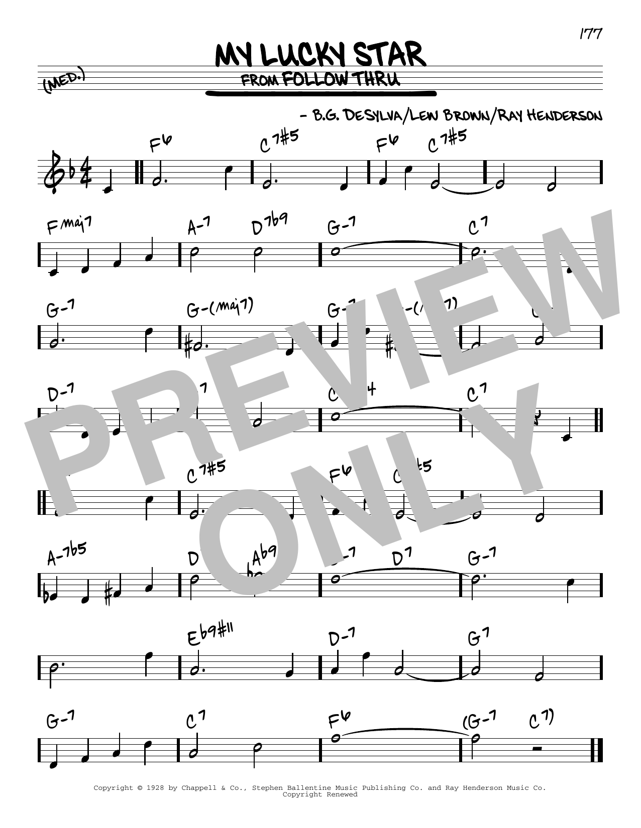 Ray Henderson My Lucky Star sheet music notes and chords arranged for Real Book – Melody & Chords