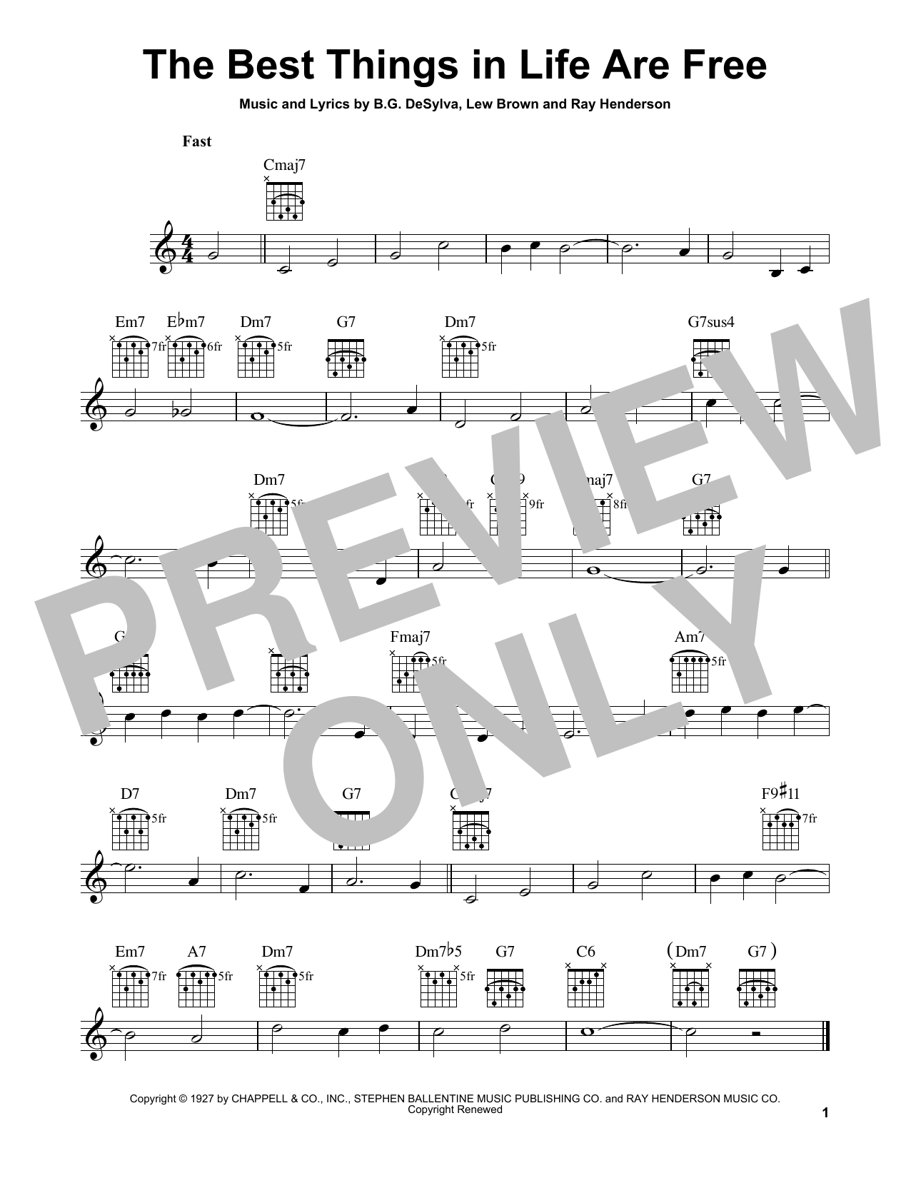 Ray Henderson The Best Things In Life Are Free sheet music notes and chords. Download Printable PDF.