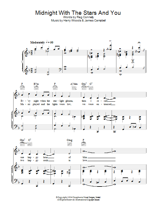 Learn to play Ray Noble Midnight With The Stars And You sheet music for Piano, Vocal & Guitar Chords in minutes. Price: 7.8900$ Ray Noble Midnight With The Stars And You sheet music notes and chords arranged for Piano, Vocal & Guitar Chords
