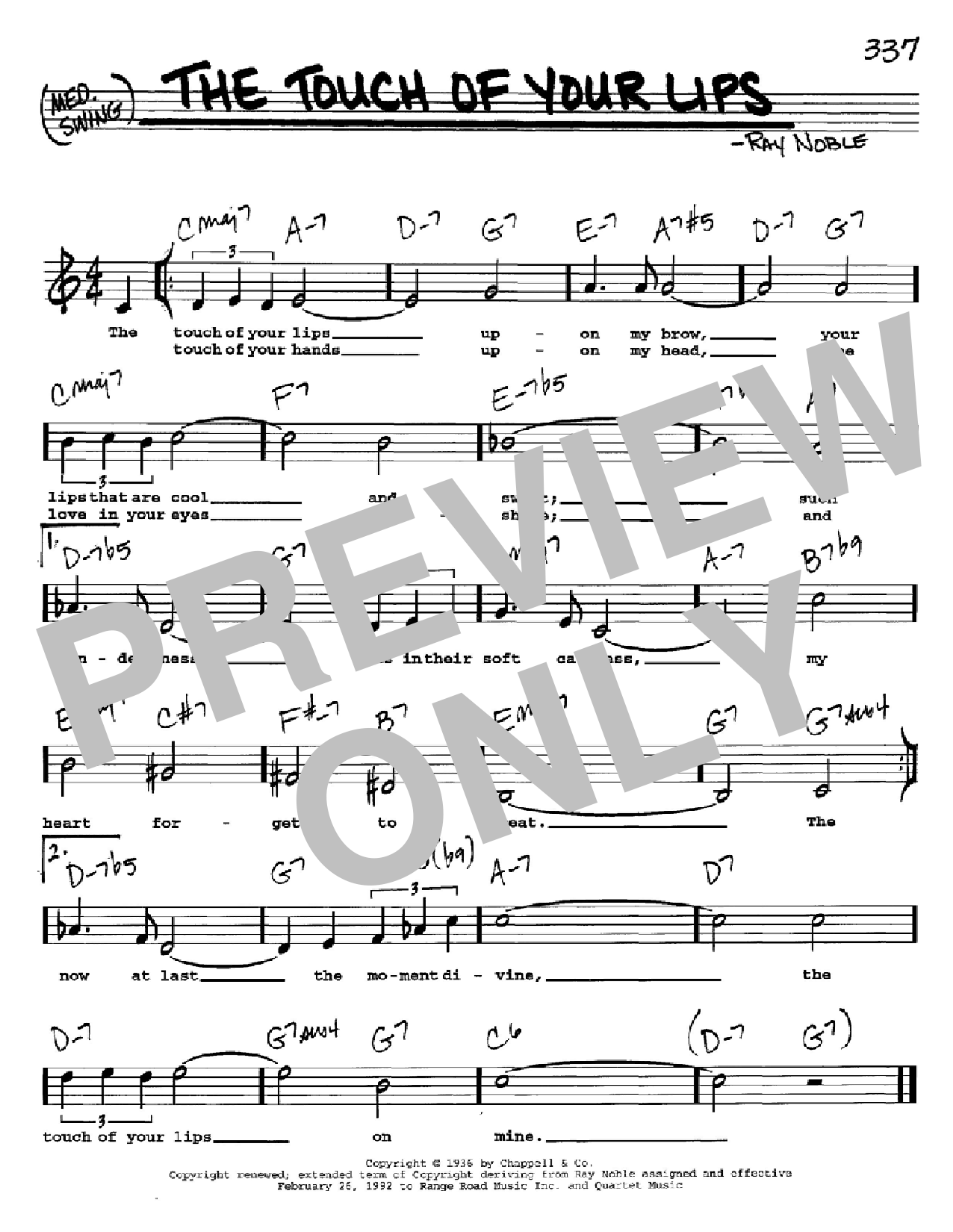 Ray Noble The Touch Of Your Lips sheet music notes and chords. Download Printable PDF.