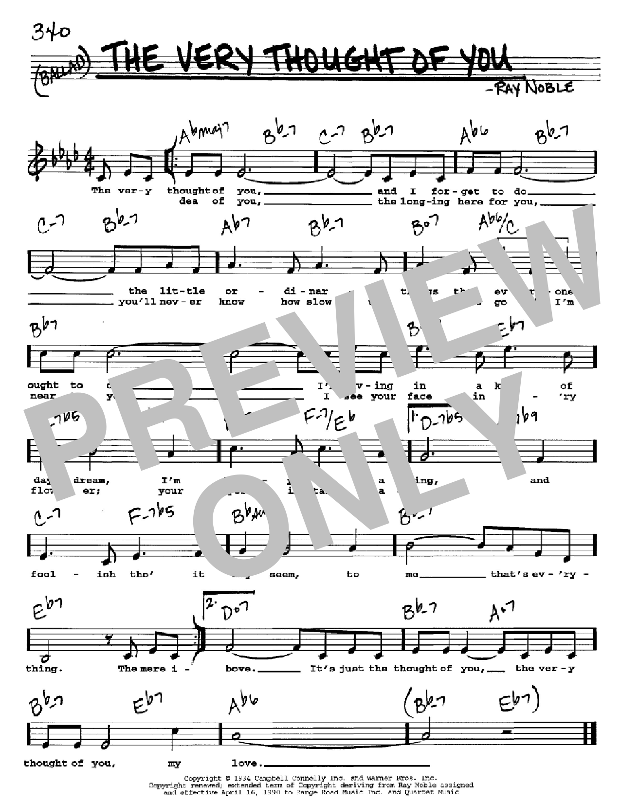 Ray Noble The Very Thought Of You sheet music notes and chords. Download Printable PDF.