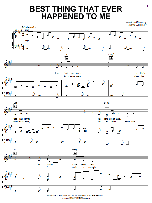 Gladys Knight and The Pips Best Thing That Ever Happened To Me sheet music notes and chords. Download Printable PDF.