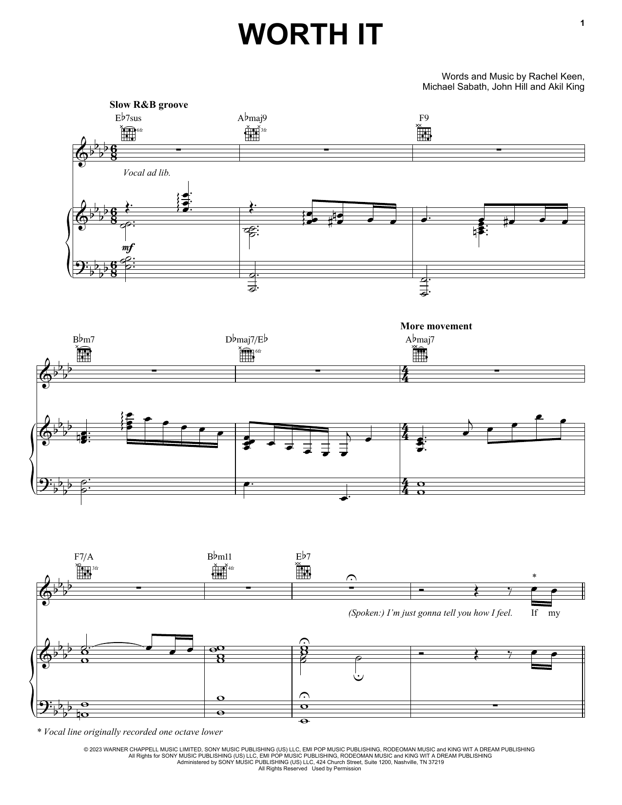 RAYE Worth It. sheet music notes and chords arranged for Piano, Vocal & Guitar Chords (Right-Hand Melody)