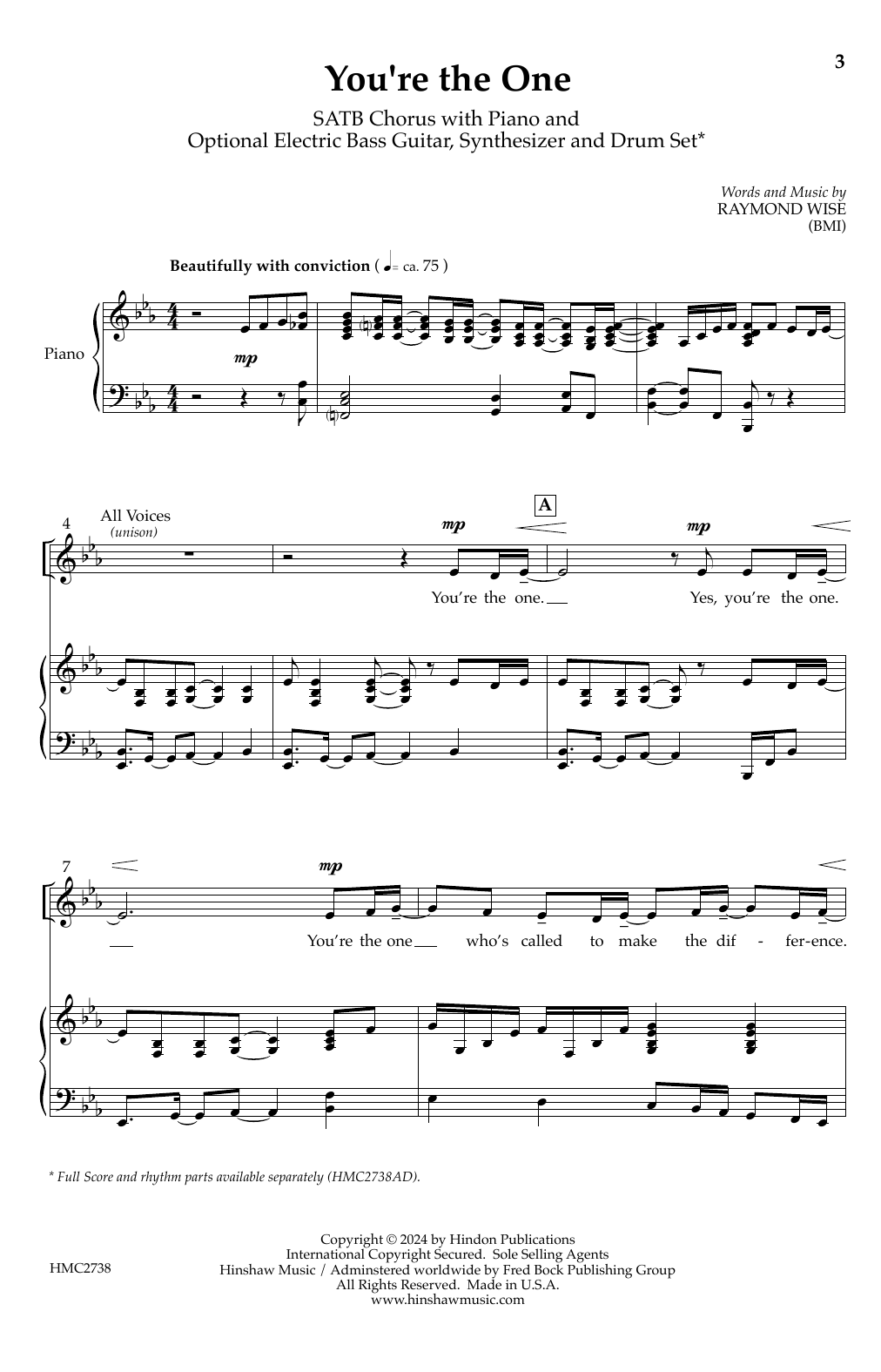Learn to play Raymond Wise You're The One sheet music for SATB Choir in minutes. Price: 4.7900$ Raymond Wise You're The One sheet music notes and chords arranged for SATB Choir