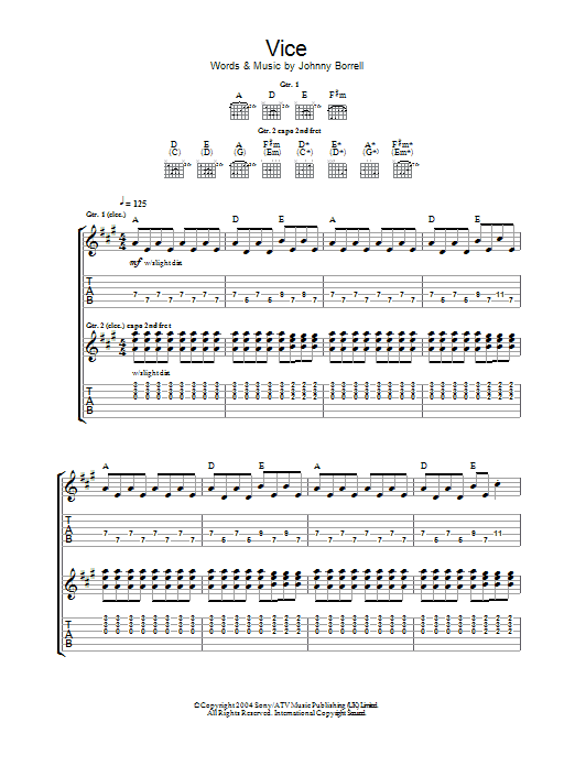 Learn to play Razorlight Vice sheet music for Guitar Tab in minutes. Price: 7.8900$ Razorlight Vice sheet music notes and chords arranged for Guitar Tab