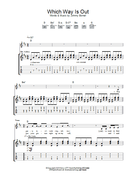 Learn to play Razorlight Which Way Is Out sheet music for Guitar Tab in minutes. Price: 7.8900$ Razorlight Which Way Is Out sheet music notes and chords arranged for Guitar Tab