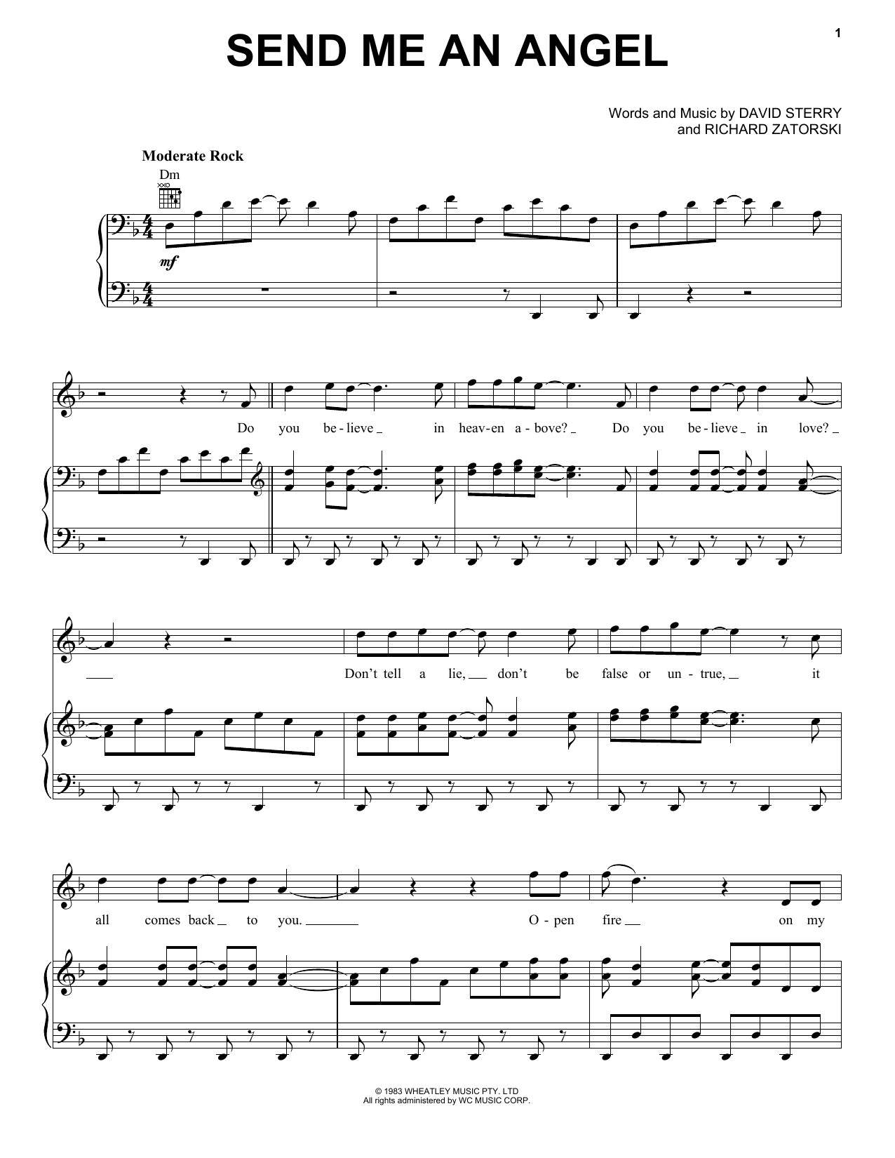 Real Life Send Me An Angel sheet music notes and chords. Download Printable PDF.