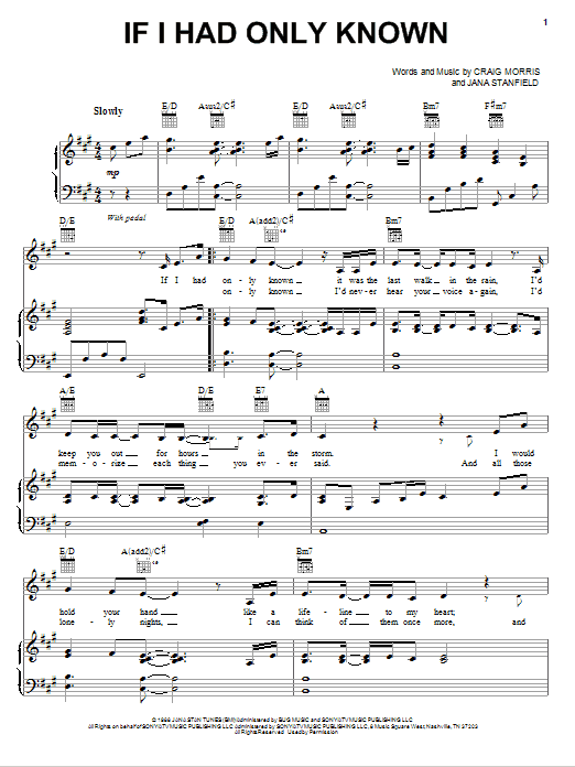 Learn to play Reba McEntire If I Had Only Known sheet music for Piano, Vocal & Guitar Chords (Right-Hand Melody) in minutes. Price: 7.8900$ Reba McEntire If I Had Only Known sheet music notes and chords arranged for Piano, Vocal & Guitar Chords (Right-Hand Melody)