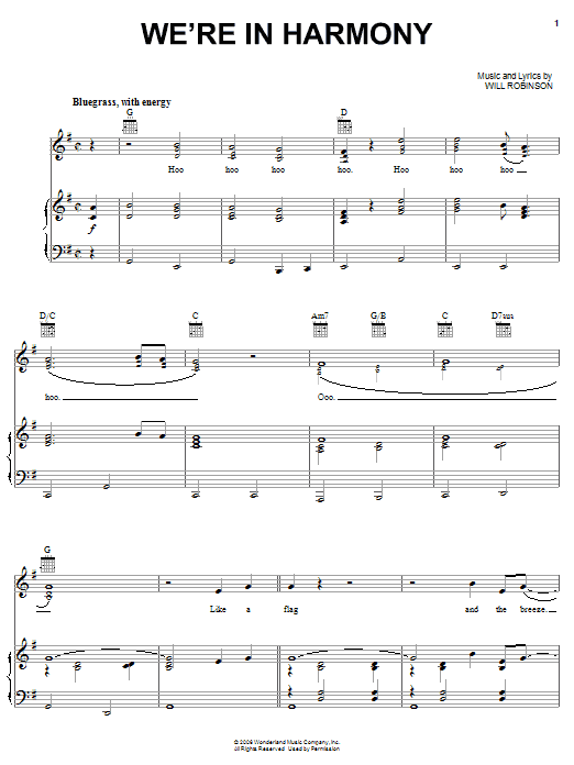 Learn to play Reba McEntire We're In Harmony sheet music for Piano, Vocal & Guitar Chords (Right-Hand Melody) in minutes. Price: 7.8900$ Reba McEntire We're In Harmony sheet music notes and chords arranged for Piano, Vocal & Guitar Chords (Right-Hand Melody)