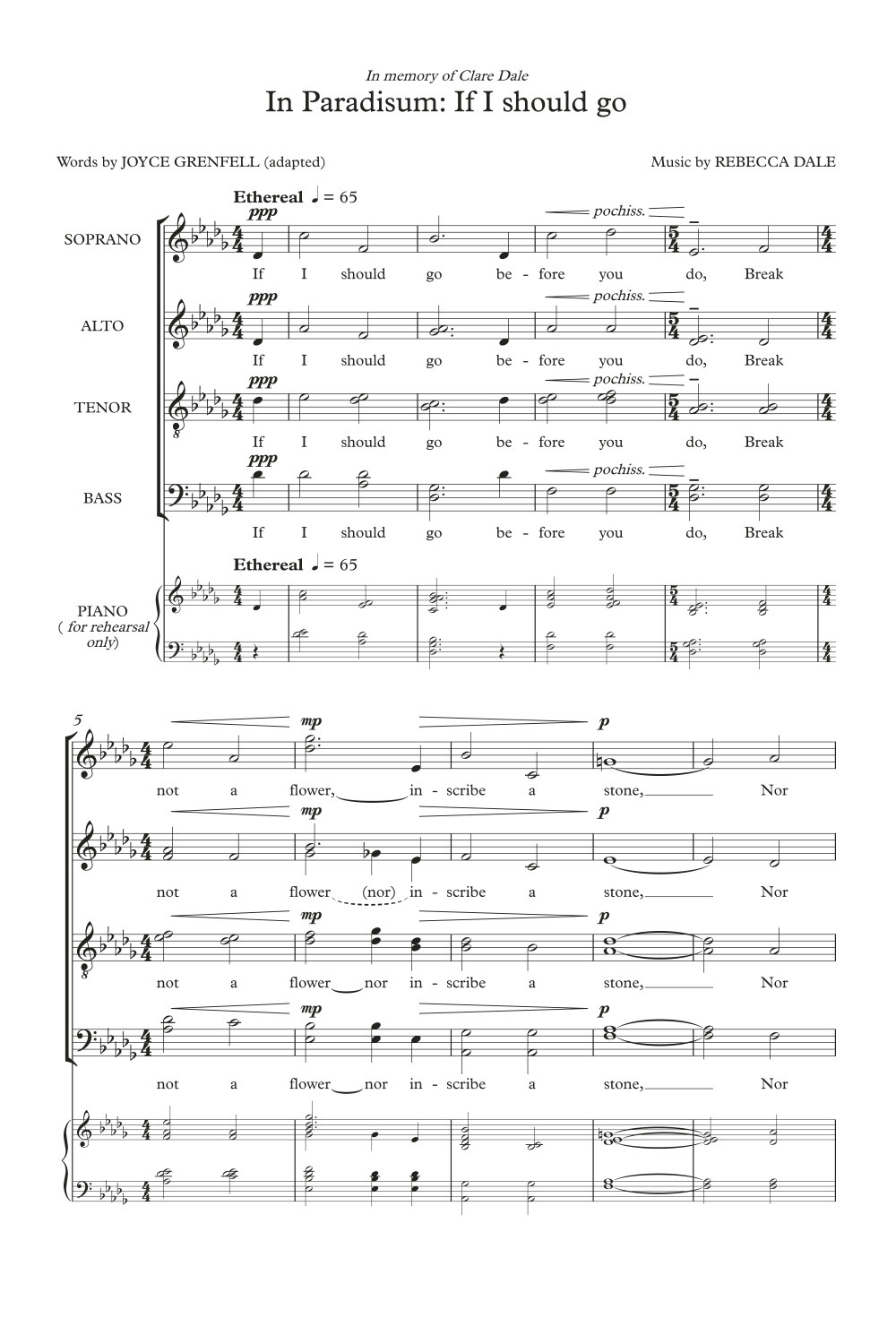 Rebecca Dale In Paradisum: If I Should Go (from Materna Requiem) sheet music notes and chords. Download Printable PDF.