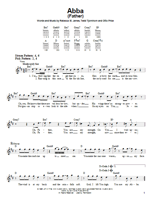 Rebecca St. James Abba (Father) sheet music notes and chords. Download Printable PDF.