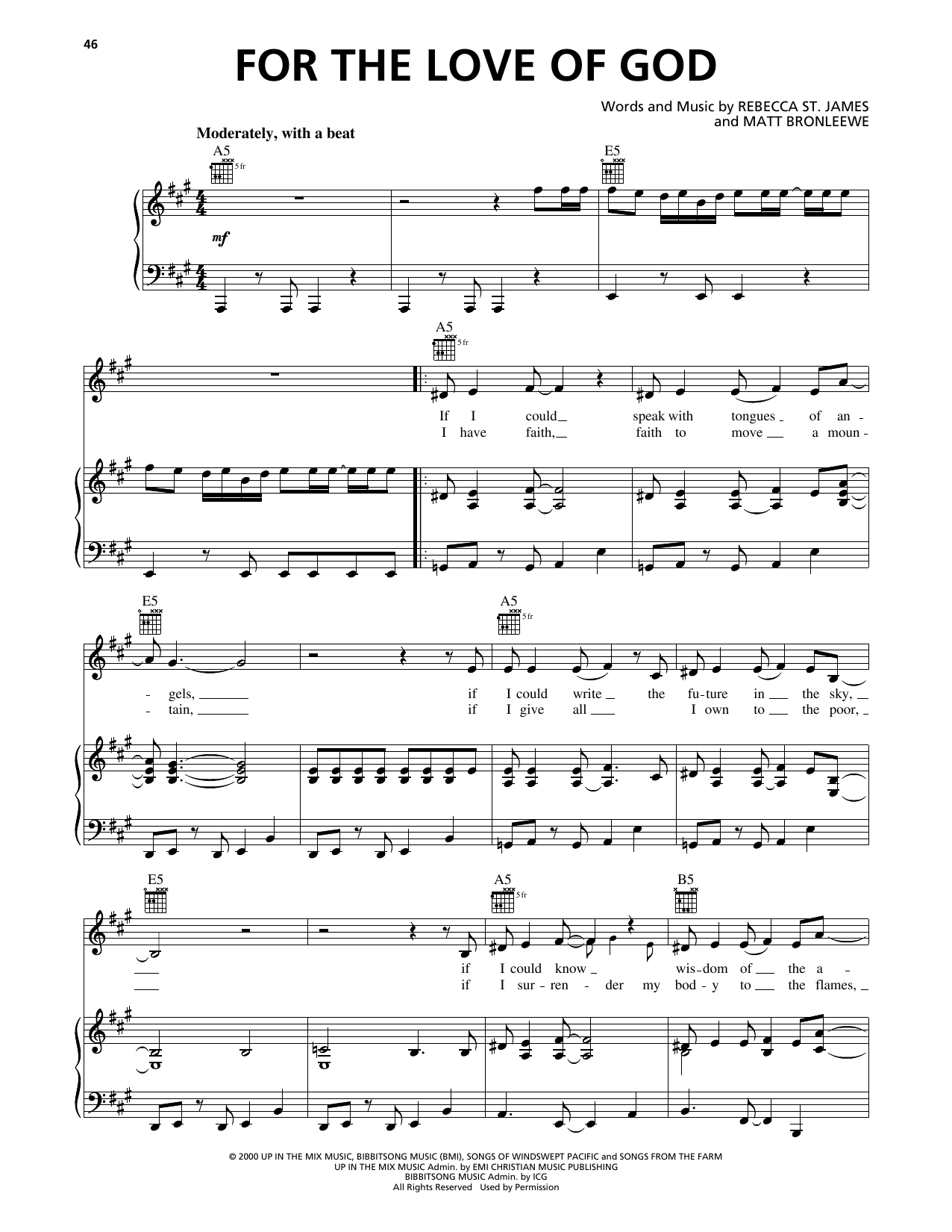 Learn to play Rebecca St. James For The Love Of God sheet music for Piano, Vocal & Guitar Chords (Right-Hand Melody) in minutes. Price: 7.8900$ Rebecca St. James For The Love Of God sheet music notes and chords arranged for Piano, Vocal & Guitar Chords (Right-Hand Melody)