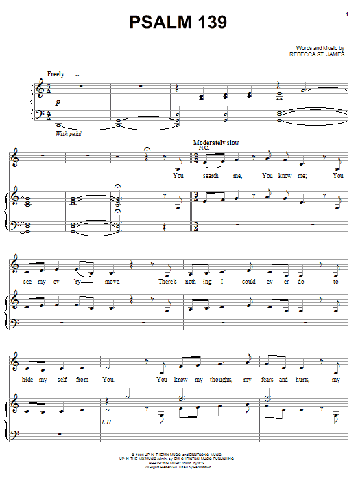 Rebecca St. James Psalm 139 sheet music notes and chords arranged for Piano, Vocal & Guitar Chords (Right-Hand Melody)