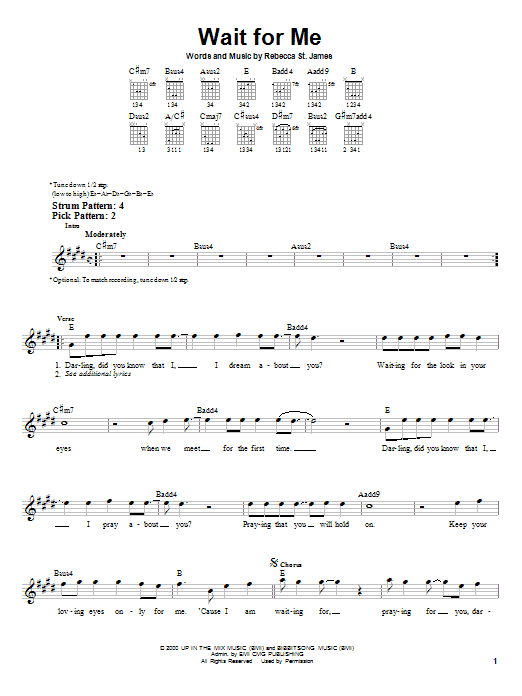 Rebecca St. James Wait For Me sheet music notes and chords. Download Printable PDF.