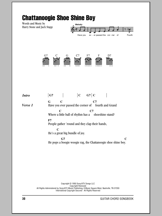 Red Foley Chattanoogie Shoe Shine Boy sheet music notes and chords. Download Printable PDF.