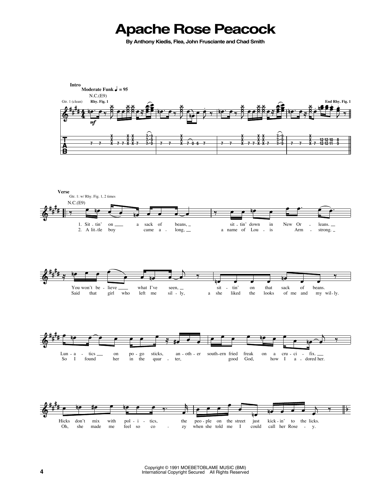 Learn to play Red Hot Chili Peppers Apache Rose Peacock sheet music for Guitar Tab in minutes. Price: 7.8900$ Red Hot Chili Peppers Apache Rose Peacock sheet music notes and chords arranged for Guitar Tab