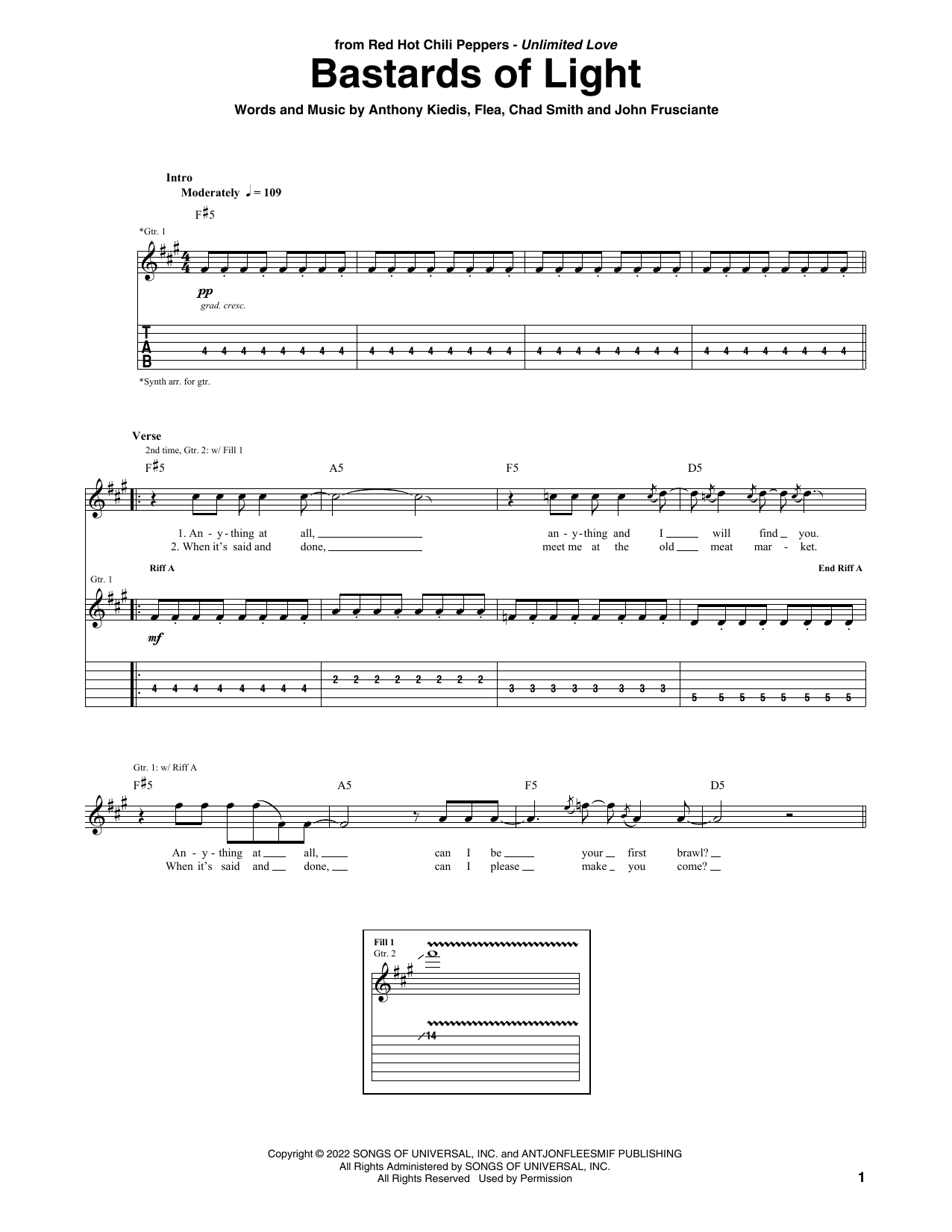 Learn to play Red Hot Chili Peppers Bastards Of Light sheet music for Guitar Tab in minutes. Price: 7.8900$ Red Hot Chili Peppers Bastards Of Light sheet music notes and chords arranged for Guitar Tab