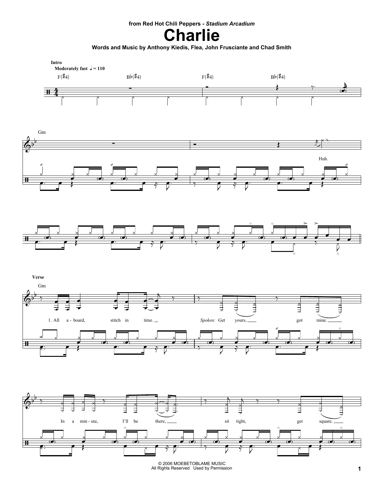 Red Hot Chili Peppers Charlie sheet music notes and chords. Download Printable PDF.