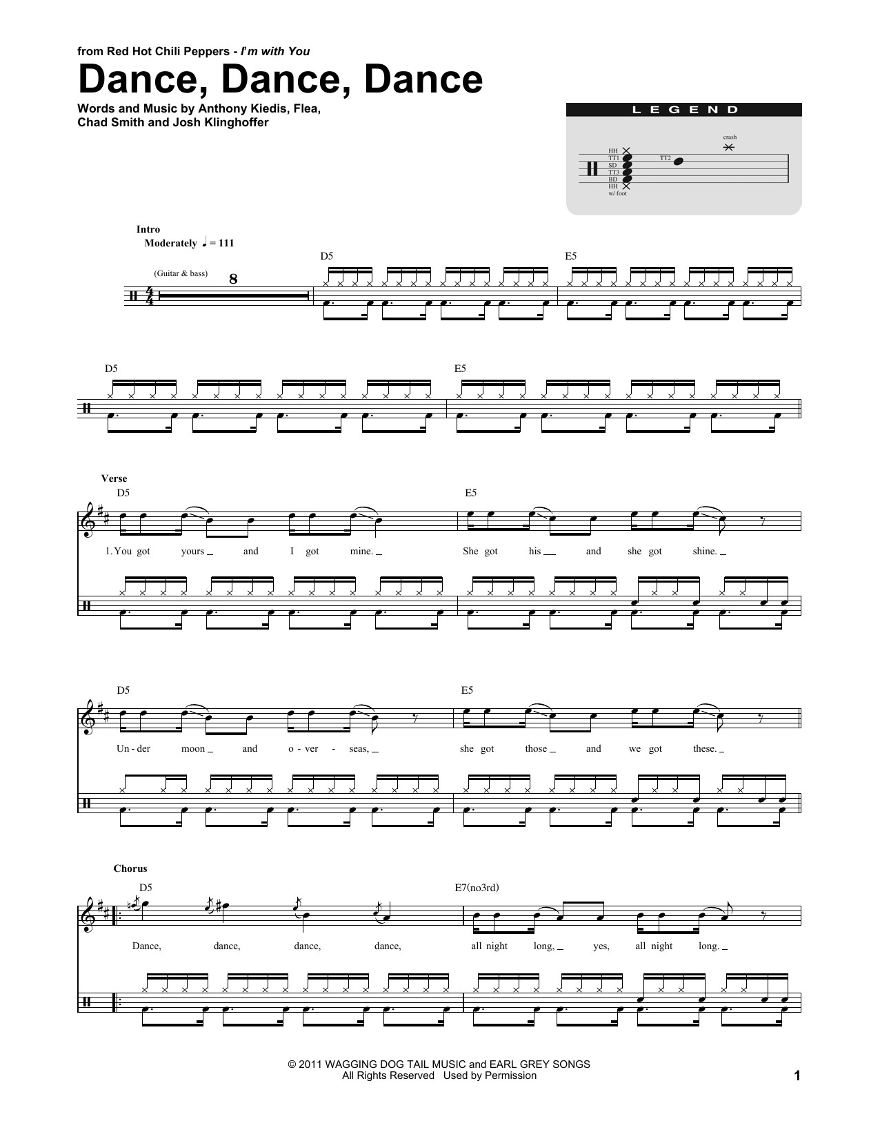 Red Hot Chili Peppers Dance, Dance, Dance sheet music notes and chords. Download Printable PDF.