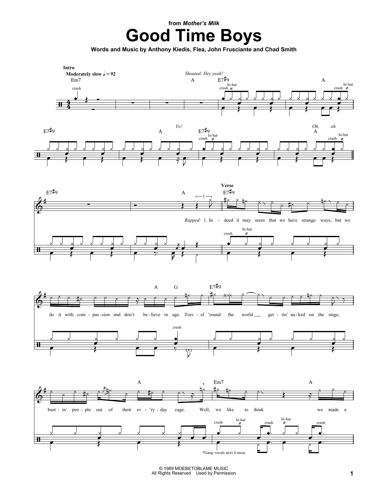 Red Hot Chili Peppers Good Time Boys sheet music notes and chords. Download Printable PDF.