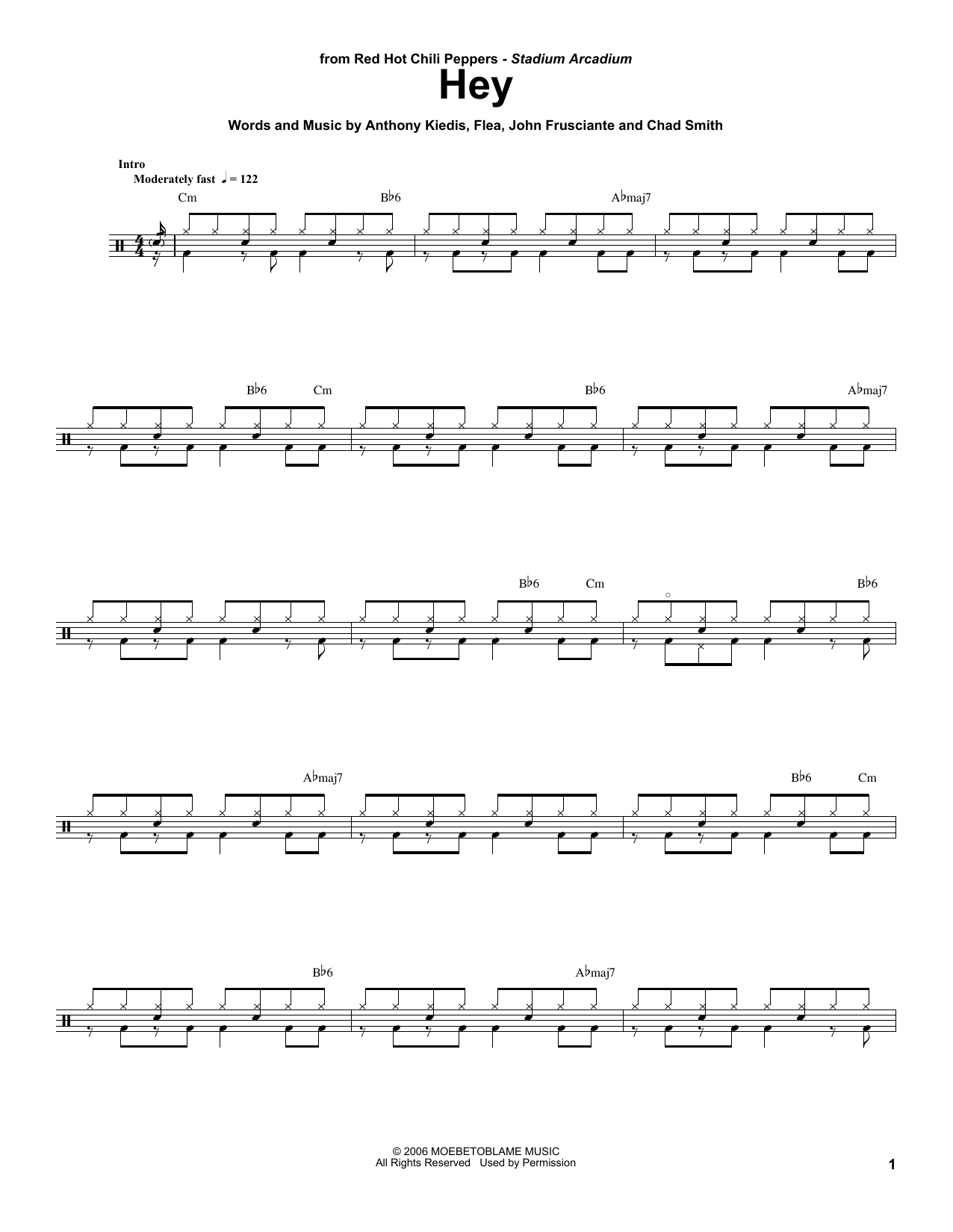 Red Hot Chili Peppers Hey sheet music notes and chords. Download Printable PDF.