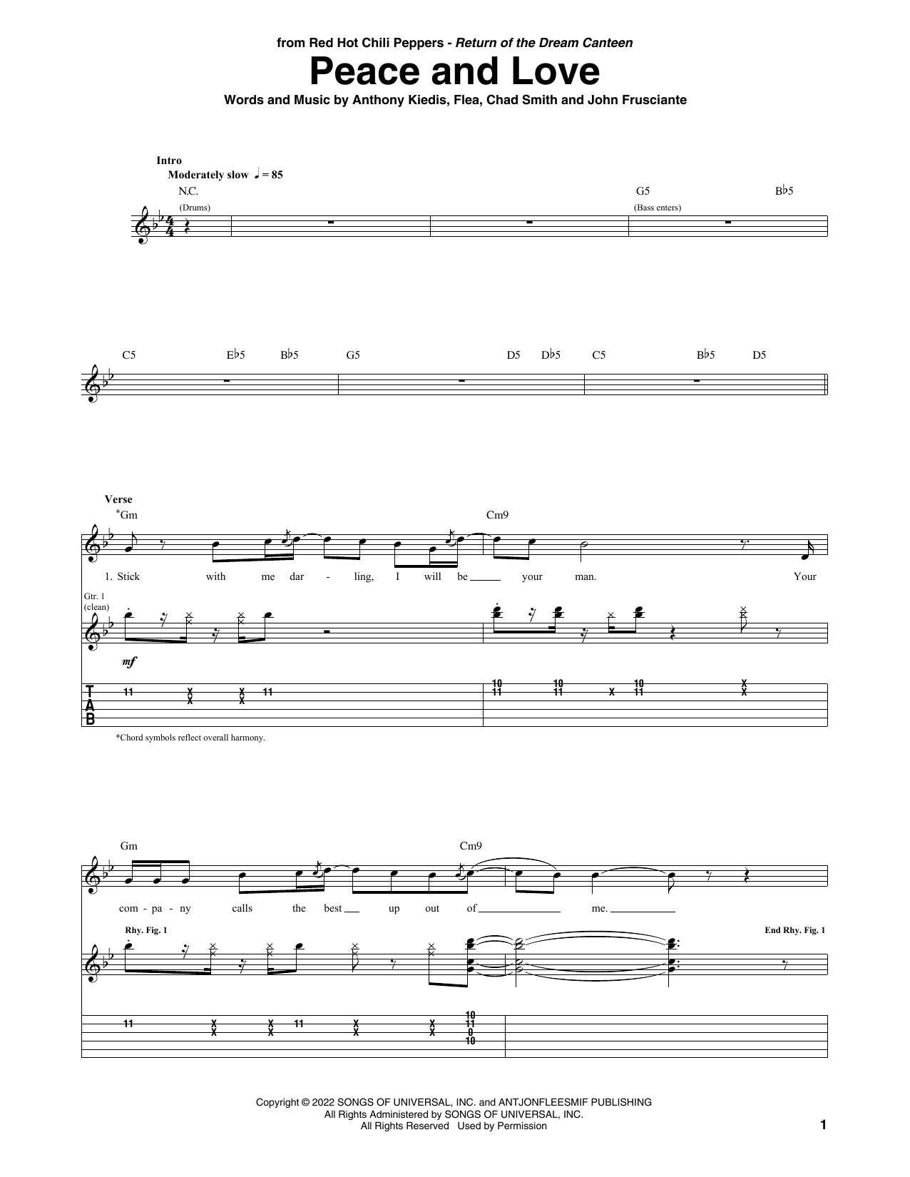 Learn to play Red Hot Chili Peppers Peace And Love sheet music for Guitar Tab in minutes. Price: 7.8900$ Red Hot Chili Peppers Peace And Love sheet music notes and chords arranged for Guitar Tab