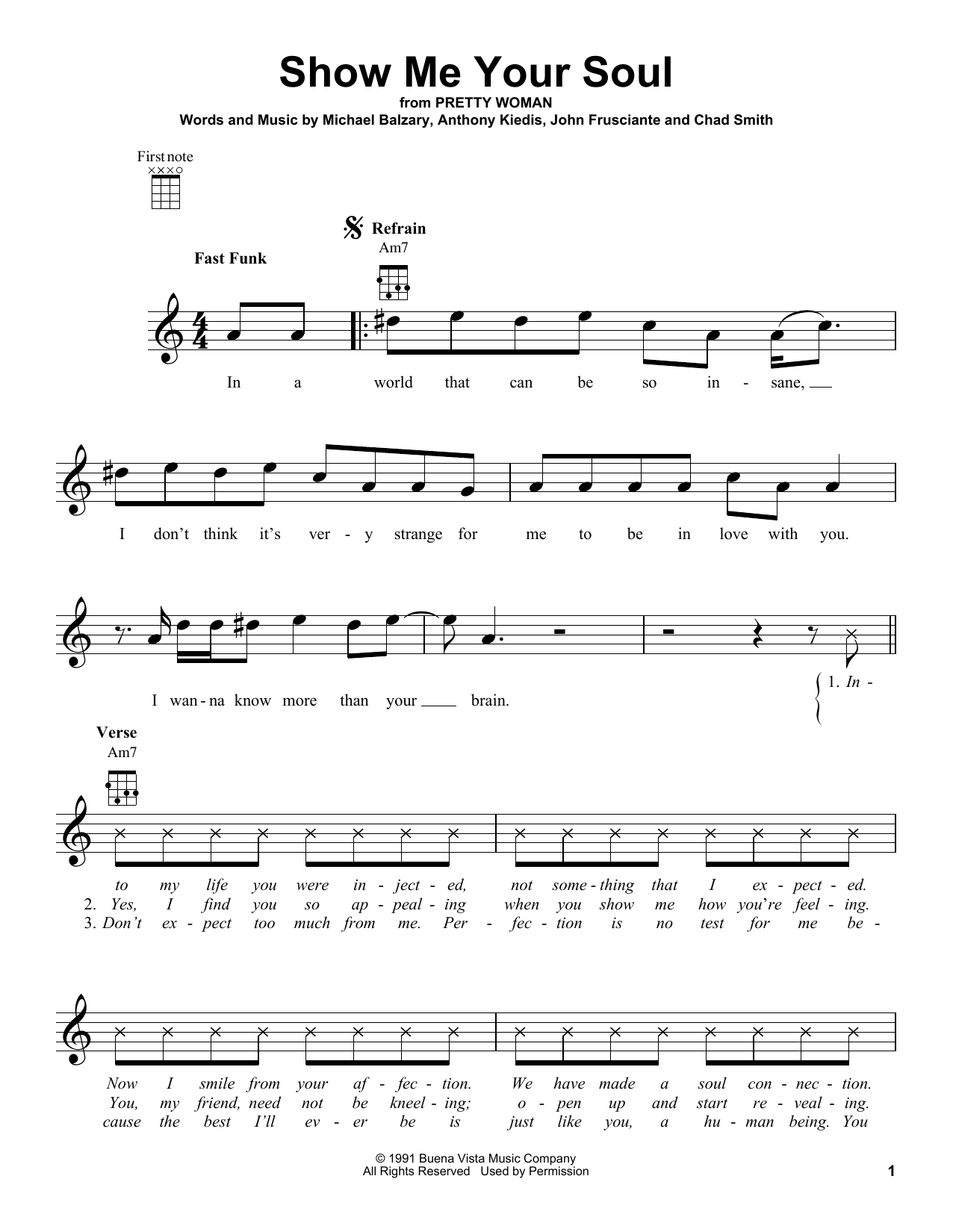 Learn to play Red Hot Chili Peppers Show Me Your Soul sheet music for Ukulele in minutes. Price: 5.9900$ Red Hot Chili Peppers Show Me Your Soul sheet music notes and chords arranged for Ukulele