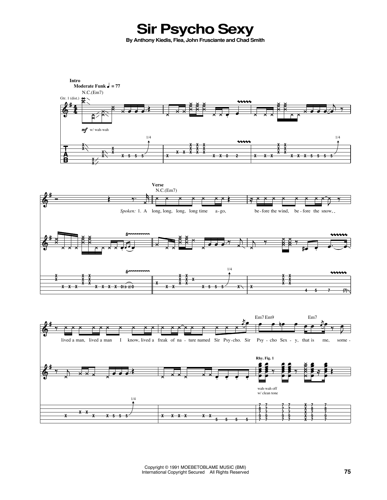 Red Hot Chili Peppers Sir Psycho Sexy sheet music notes and chords. Download Printable PDF.