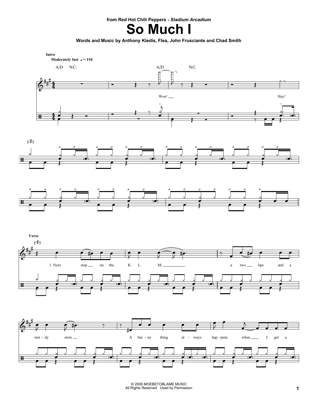 Red Hot Chili Peppers So Much I sheet music notes and chords. Download Printable PDF.