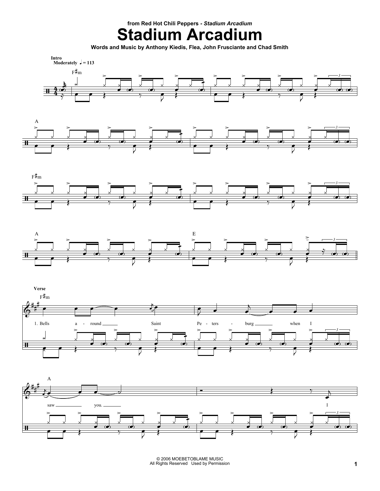 Red Hot Chili Peppers Stadium Arcadium sheet music notes and chords. Download Printable PDF.