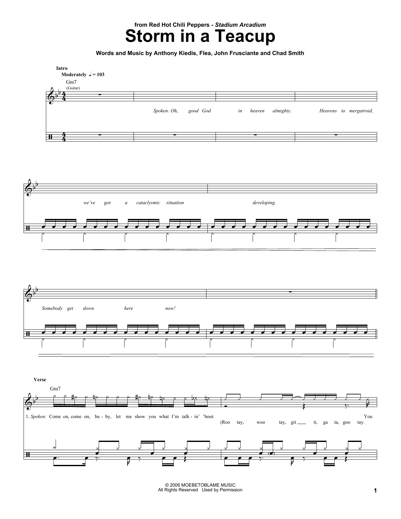 Red Hot Chili Peppers Storm In A Teacup sheet music notes and chords. Download Printable PDF.