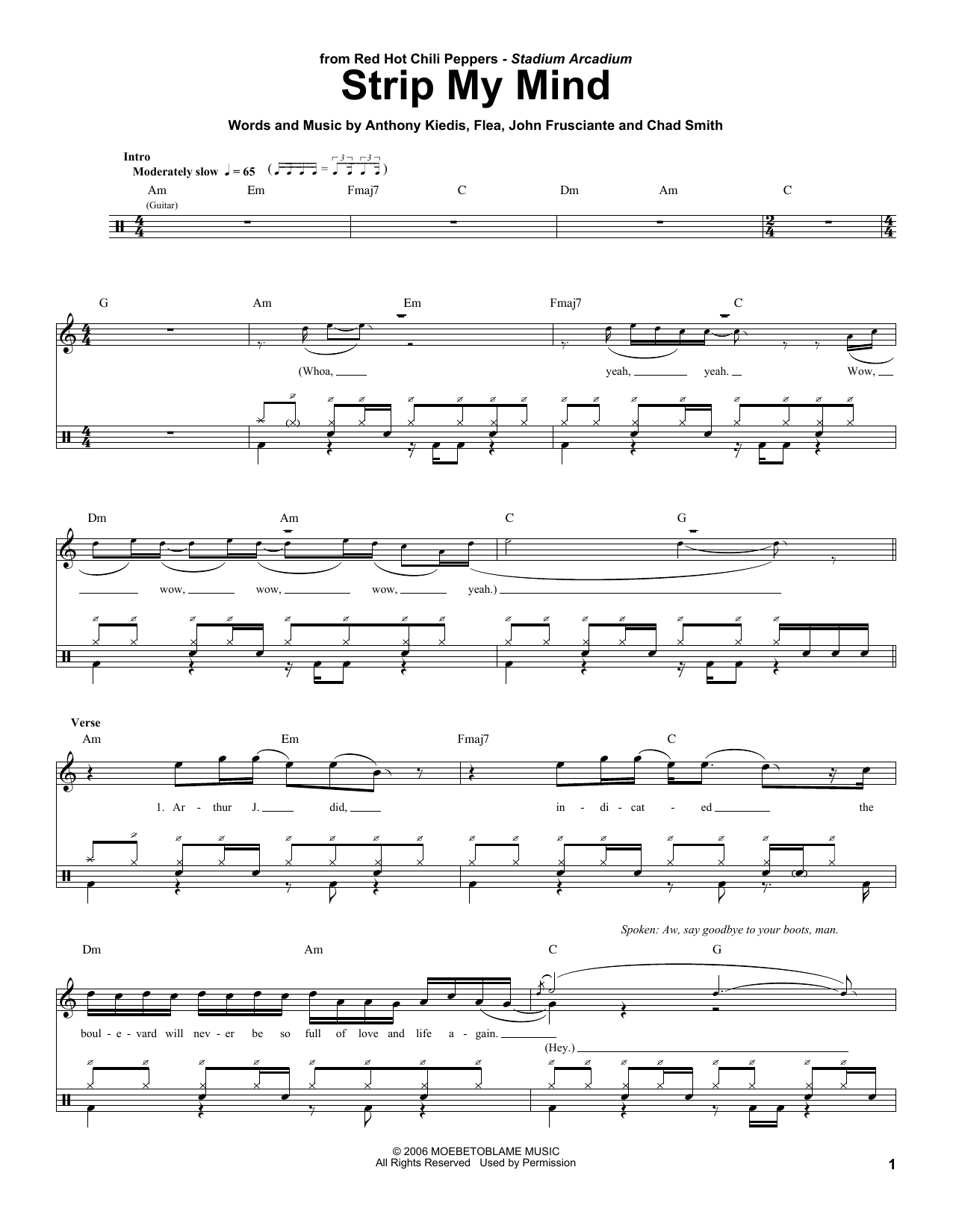 Red Hot Chili Peppers Strip My Mind sheet music notes and chords. Download Printable PDF.