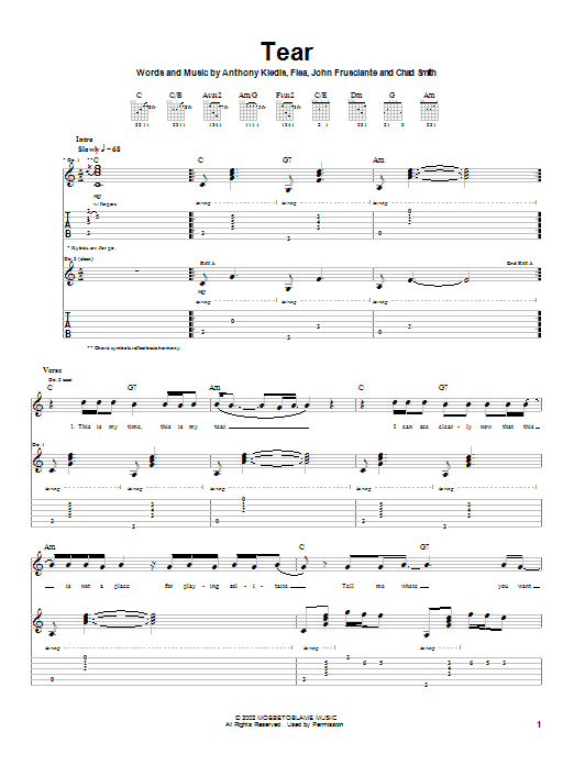 Learn to play Red Hot Chili Peppers Tear sheet music for Guitar Tab in minutes. Price: 7.8900$ Red Hot Chili Peppers Tear sheet music notes and chords arranged for Guitar Tab