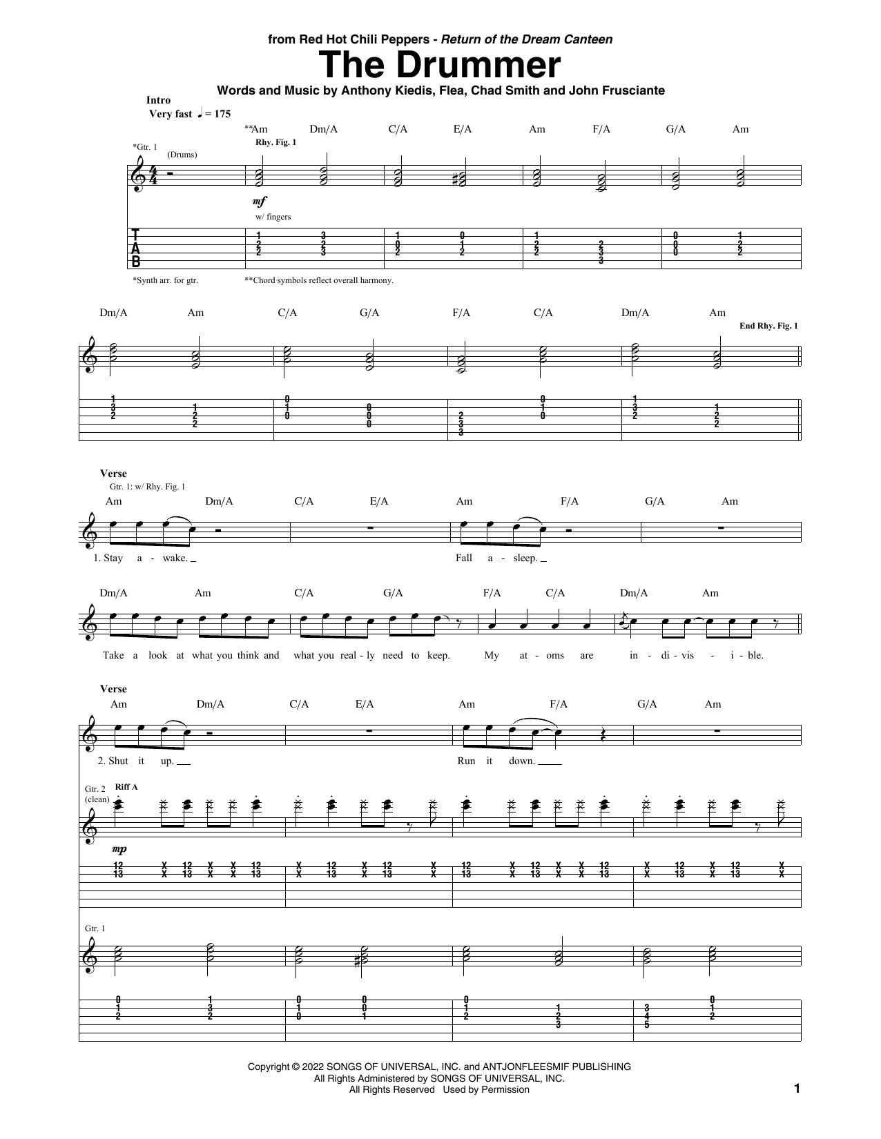Learn to play Red Hot Chili Peppers The Drummer sheet music for Guitar Tab in minutes. Price: 7.8900$ Red Hot Chili Peppers The Drummer sheet music notes and chords arranged for Guitar Tab