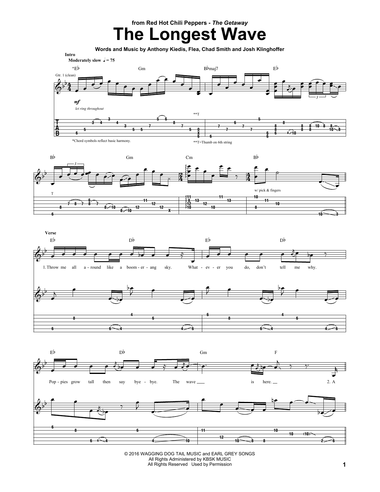 Learn to play Red Hot Chili Peppers The Longest Wave sheet music for Guitar Tab in minutes. Price: 7.8900$ Red Hot Chili Peppers The Longest Wave sheet music notes and chords arranged for Guitar Tab