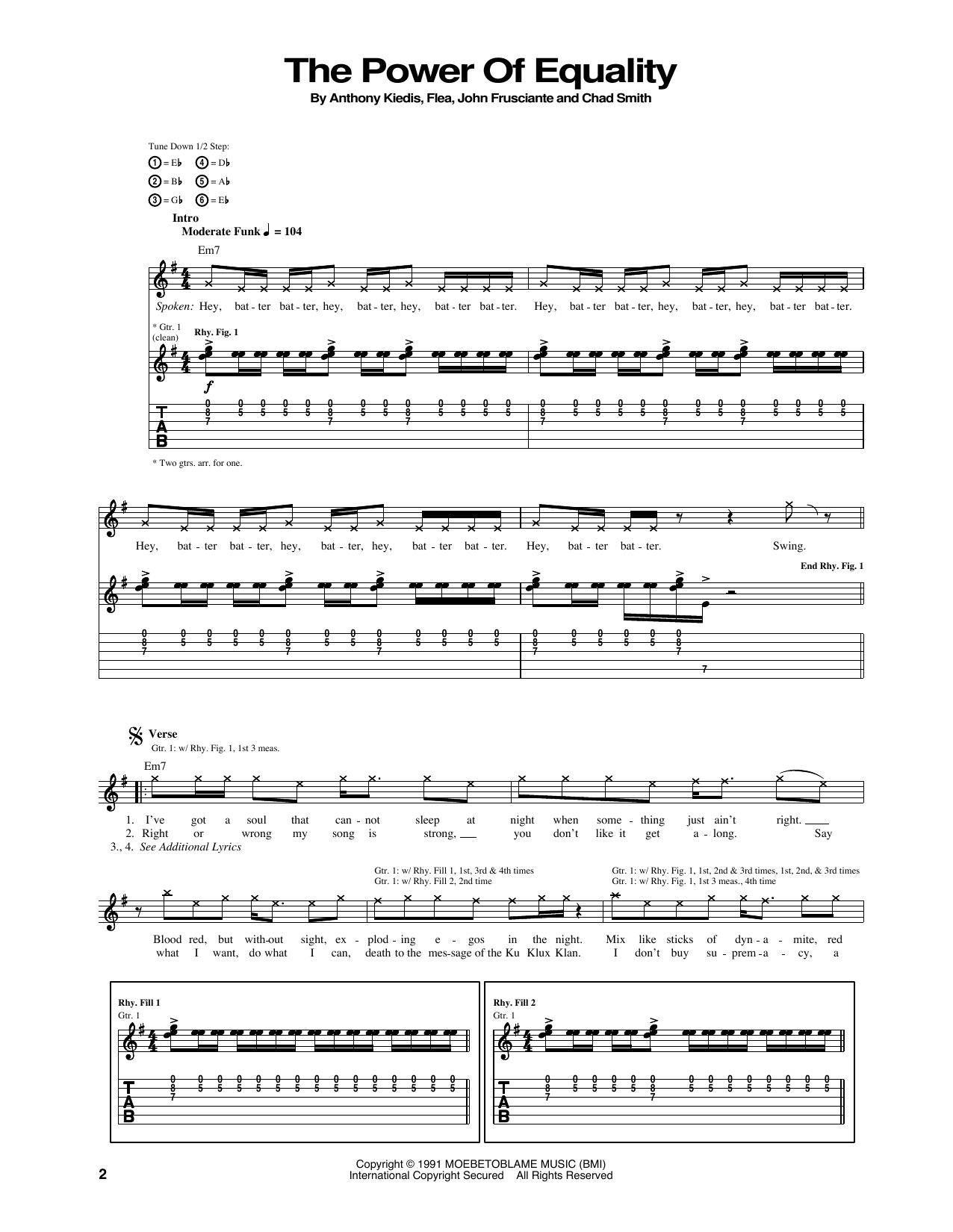 Learn to play Red Hot Chili Peppers The Power Of Equality sheet music for Guitar Tab in minutes. Price: 7.8900$ Red Hot Chili Peppers The Power Of Equality sheet music notes and chords arranged for Guitar Tab