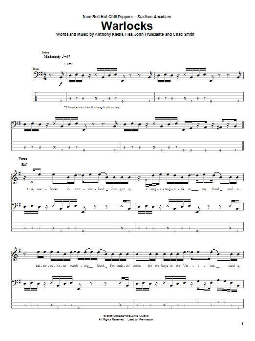 Red Hot Chili Peppers Warlocks sheet music notes and chords. Download Printable PDF.