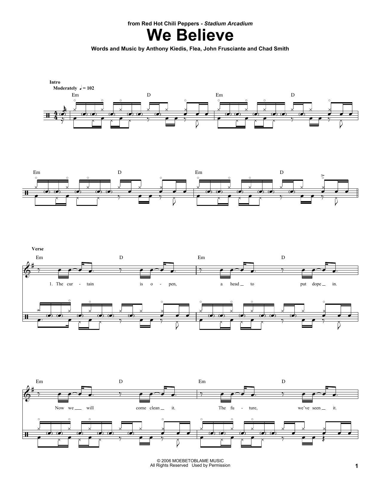 Red Hot Chili Peppers We Believe sheet music notes and chords. Download Printable PDF.