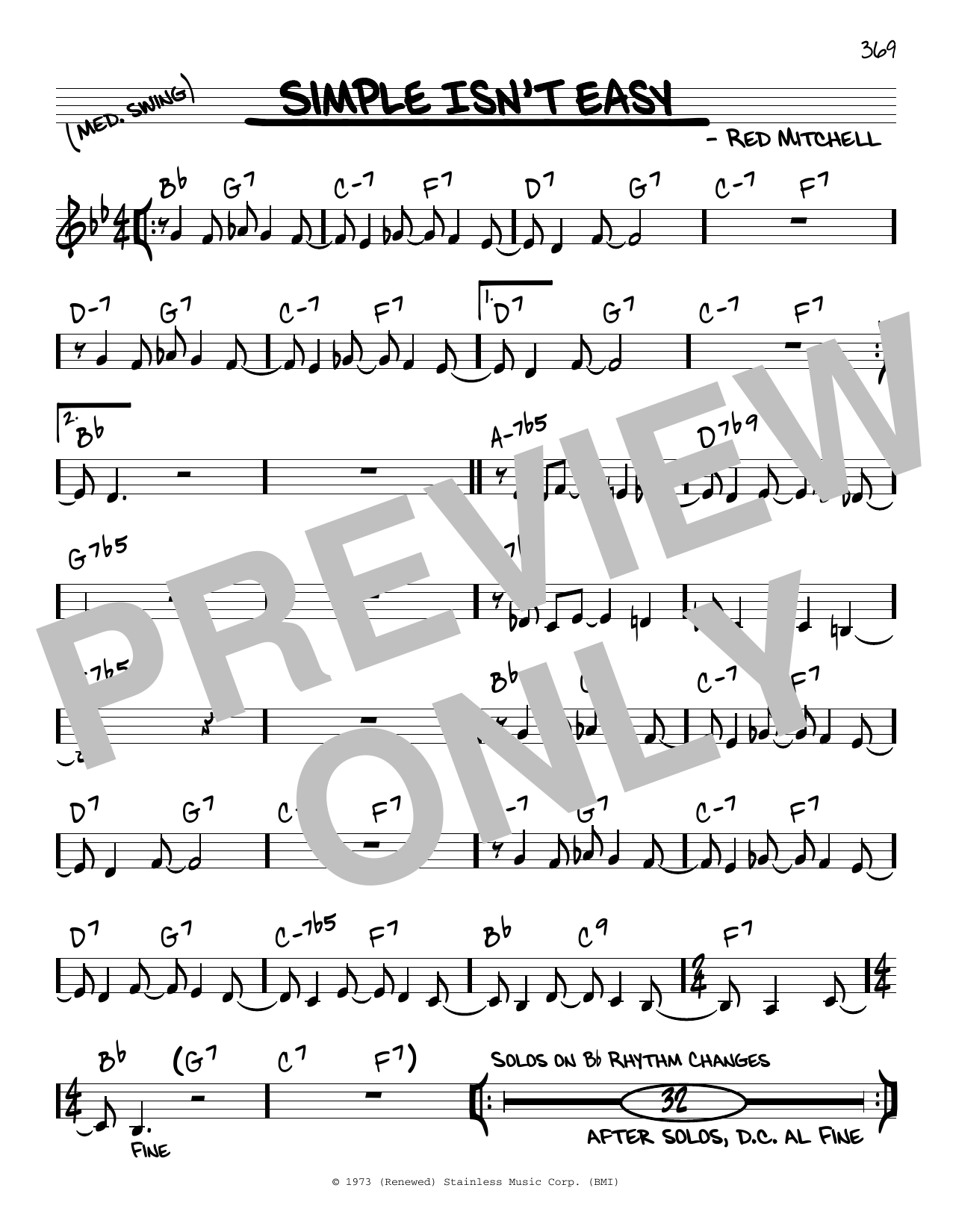 Learn to play Red Mitchell Simple Isn't Easy sheet music for Real Book – Melody & Chords in minutes. Price: 5.9900$ Red Mitchell Simple Isn't Easy sheet music notes and chords arranged for Real Book – Melody & Chords