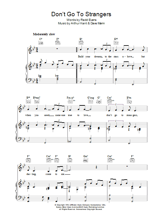 Learn to play Redd Evans Don't Go To Strangers sheet music for Real Book – Melody & Chords in minutes. Price: 5.9900$ Redd Evans Don't Go To Strangers sheet music notes and chords arranged for Real Book – Melody & Chords